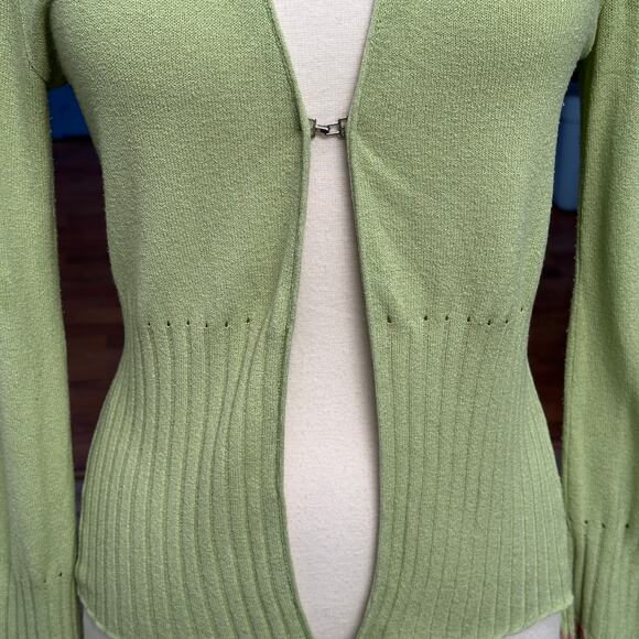 SOLD Vintage Y2K Dbline fitted Cardigan Green Pink Preppy embroidered fairy - Picture 8 of 11